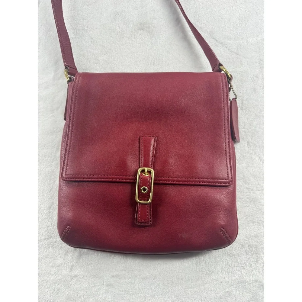 Coach Legacy‎ 9592 Flap Crossbody Bag Women's Red Leather Messenger Handbag